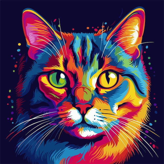Vector colorful cat vector funny animal little cat illustration
