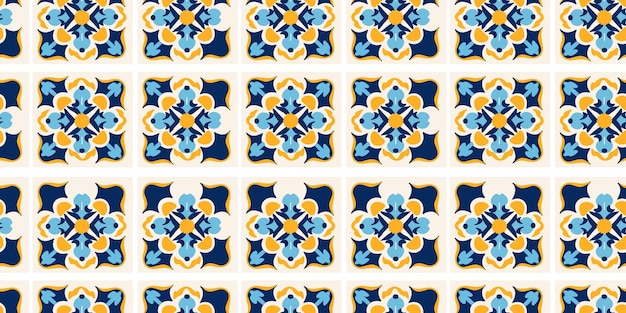 꽃무늬 전통 스타일의 다채로운 세라믹 타일 장식으로 장식적인 매끄러운 패턴
