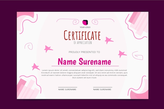 Colorful certificate for school