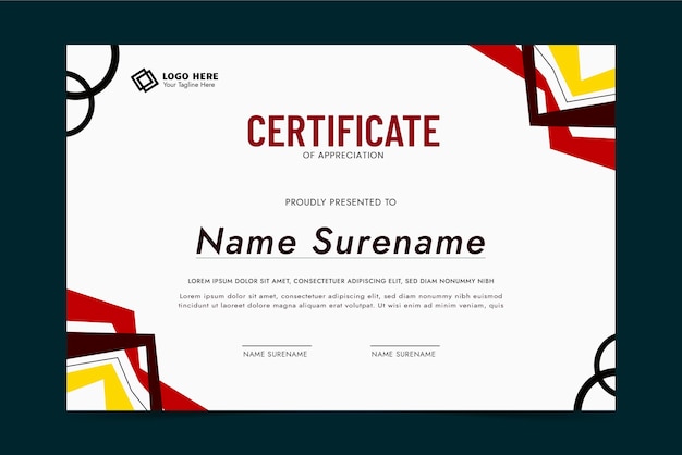 Colorful certificate template for appreciation