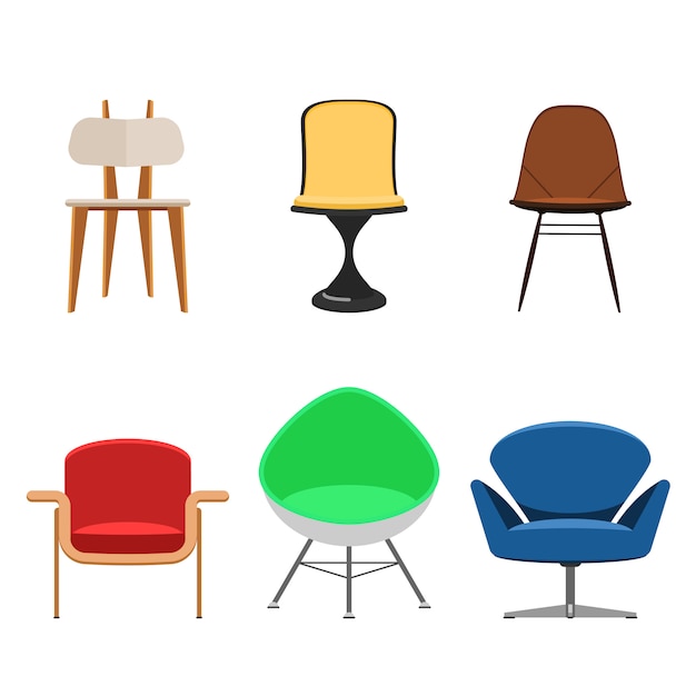 Vector colorful chair set isolated