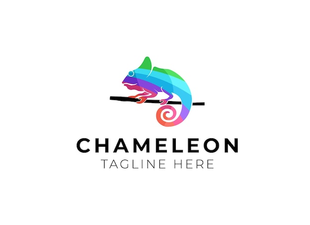 Vettore di progettazione logo camaleonte colorato