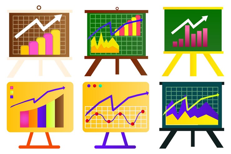 वेक्टर colorful charts  graphs