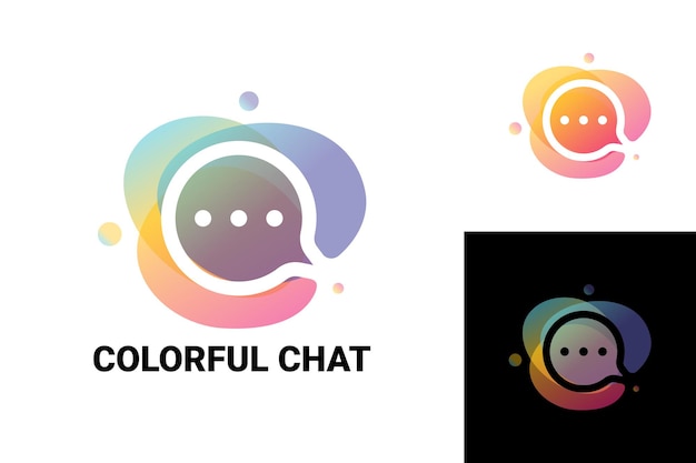 Colorful chat forum logo template premium vector