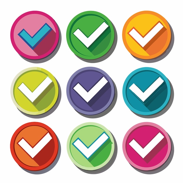 Colorful Check Mark Icons for Approval and Confirmation