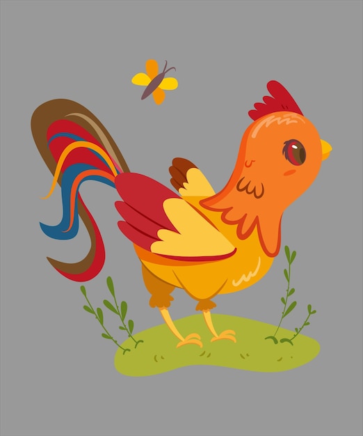 Vector a colorful chicken with a rainbow art