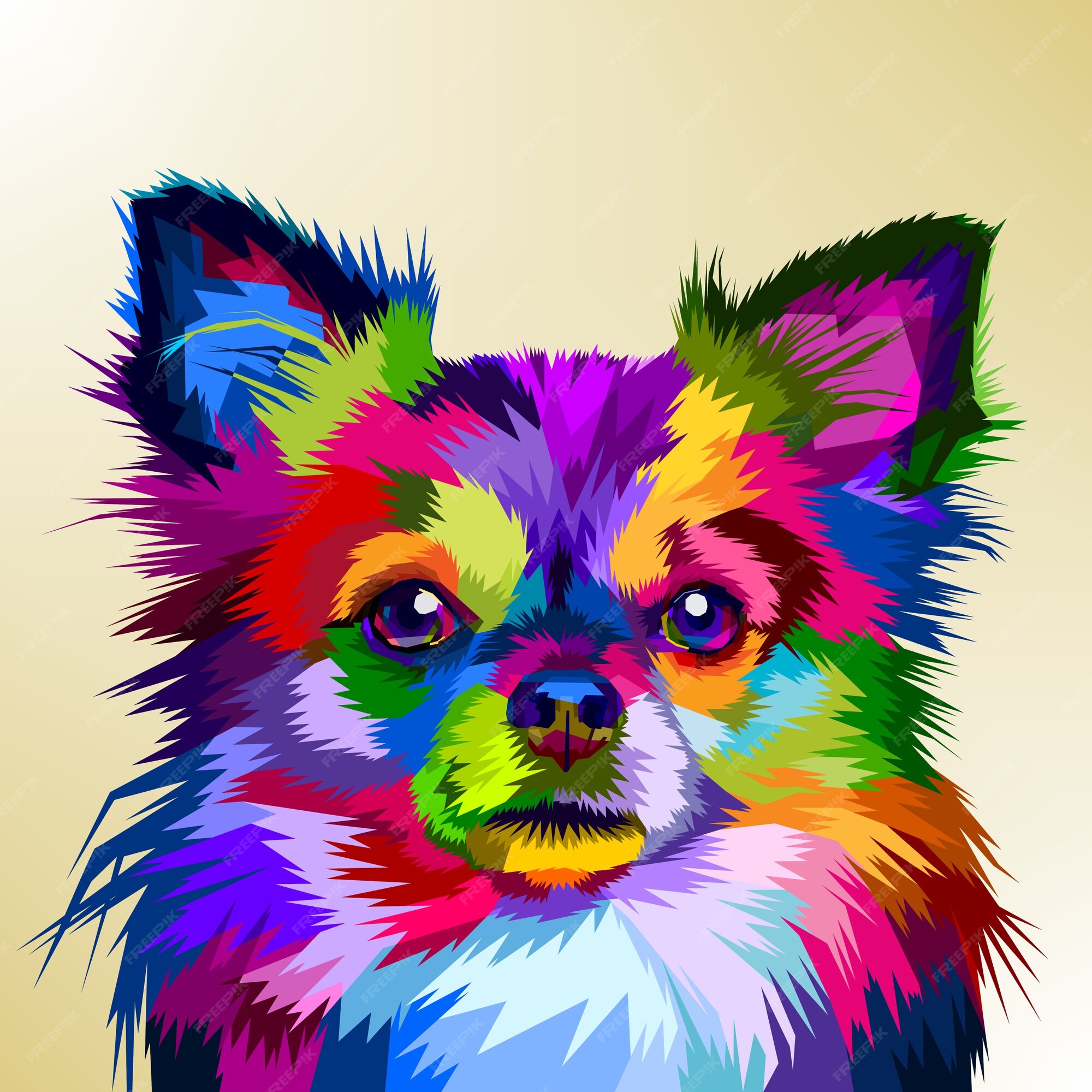 pet canvas art rainbow friends colorful design cute dog face - Blue Dog Paintings - Sticker