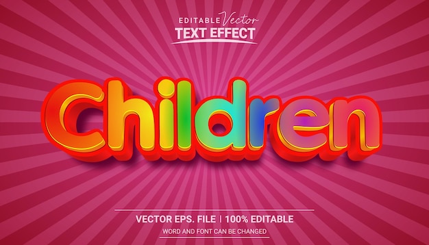 Красочные дети 3d редактируемый векторный текстовый эффект