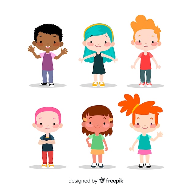 Vector colorful children collection with flat design