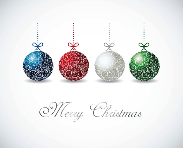 Вектор Красочные рождественские шары на сером фоне векторные иллюстрации