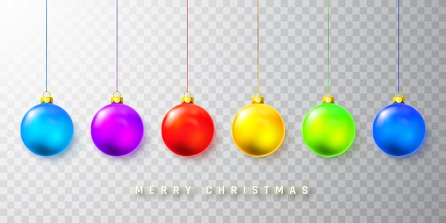 Colorful christmas balls on transparent background