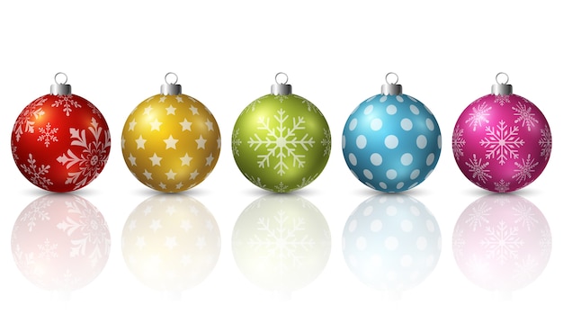 Vector colorful christmas balls on white background