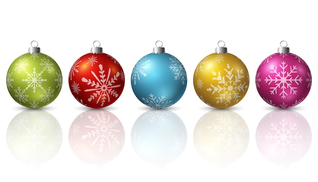 Colorful christmas balls on white background