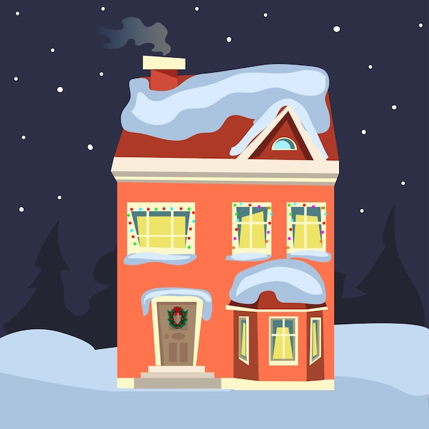 Vector colorful christmas city house .stylish city background for mobile game. vector illustration