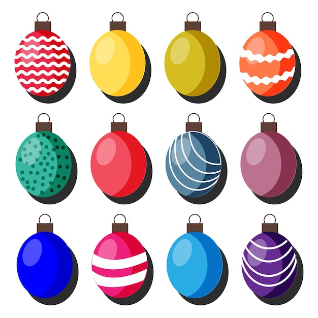 colorful christmas ornaments vector illustrations.