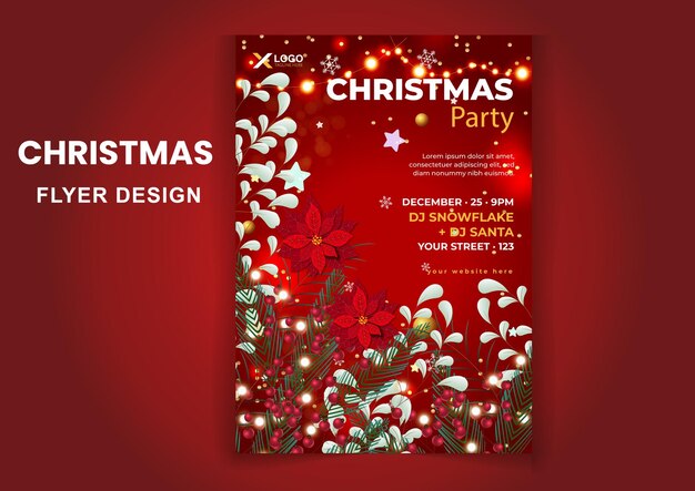 Colorful christmas party poster design template