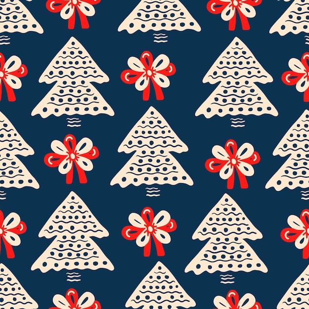 Colorful christmas seamless pattern in doodle style