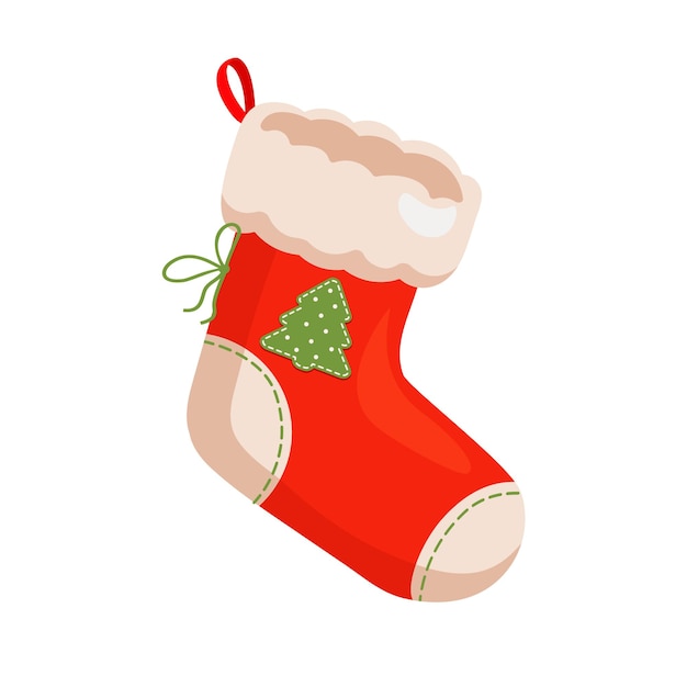 Colorful Christmas sock isolated on white background