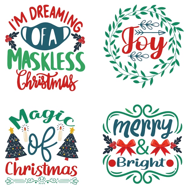 Design colorato di citazioni di natale in formato svg