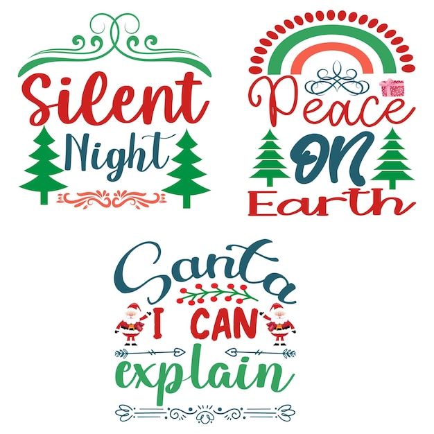 Красочный дизайн рождественских цитат Svg