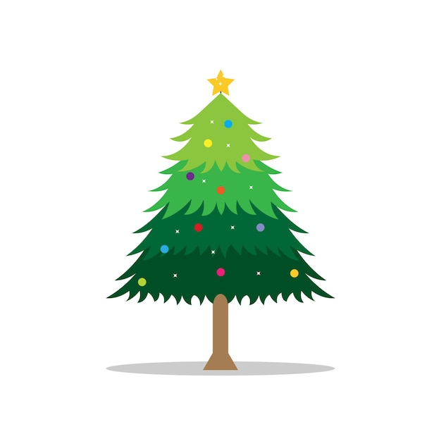 Цветная рождественская елка в плоском дизайне