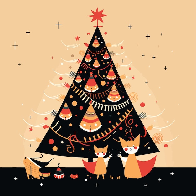 Colorful christmas tree vector