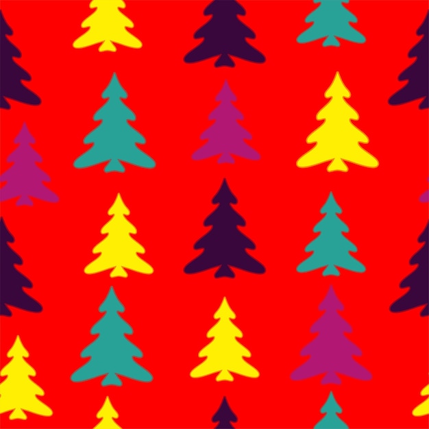 Colorful christmas trees seamless pattern background