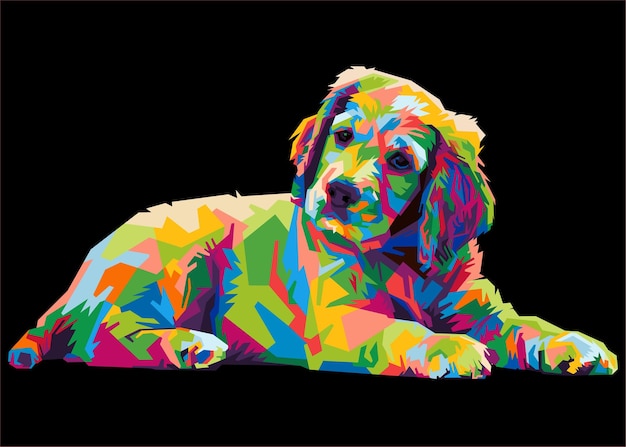 Colorful cihuahua dog head with cool isolated pop art style backround WPAP style