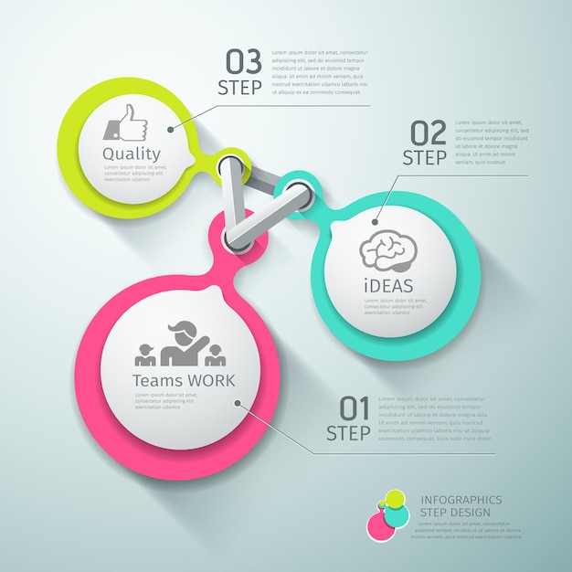 Colorful Circle connection step infographics background vector illustrations