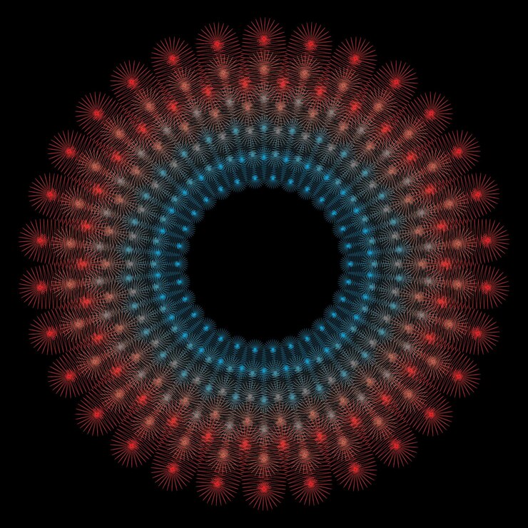 Vector a colorful circle of lights with the words fire on it