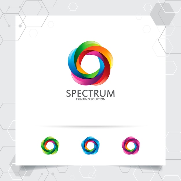 Colorful circle logo design with concept of 3D geometric circle for printing and technology