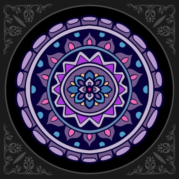 Arti della mandala del cerchio colorato isolati su sfondo nero