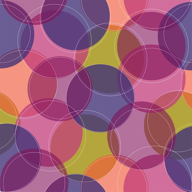 カラフルな円の正方形の幾何学的なシームレスパターン紫の抽象的な背景