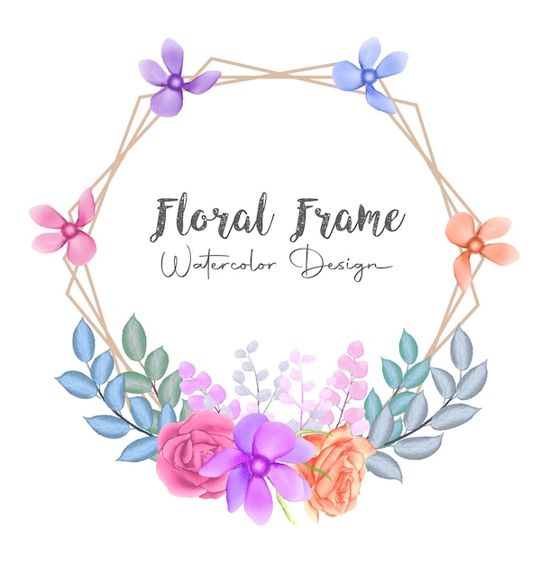 Colorful Circle Watercolor Floral Frame