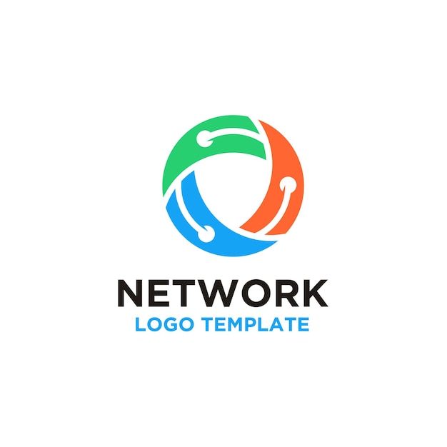 Vector colorful circular link network connection modern logo design