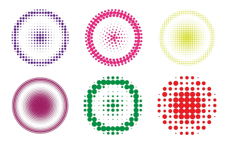 Vector colorful circular patterns on a white