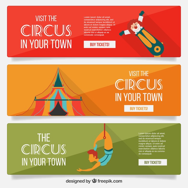 Colorful circus website banners