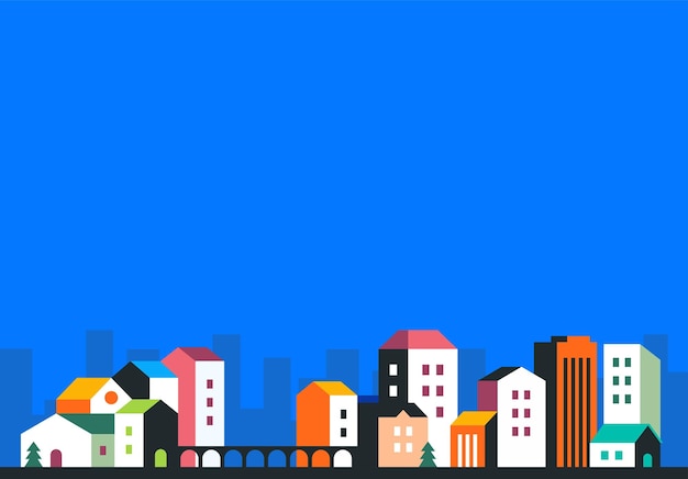 Vector colorful city building skyline background design illustration