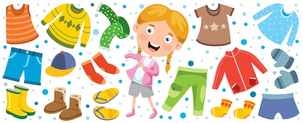 Vector colorful clothes for little children