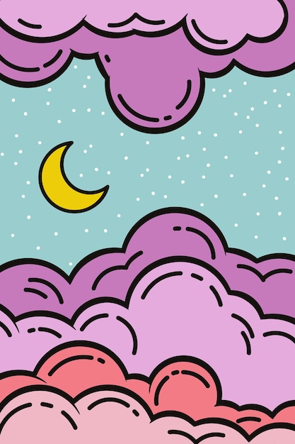 colorful cloud cartoon doodle illustration