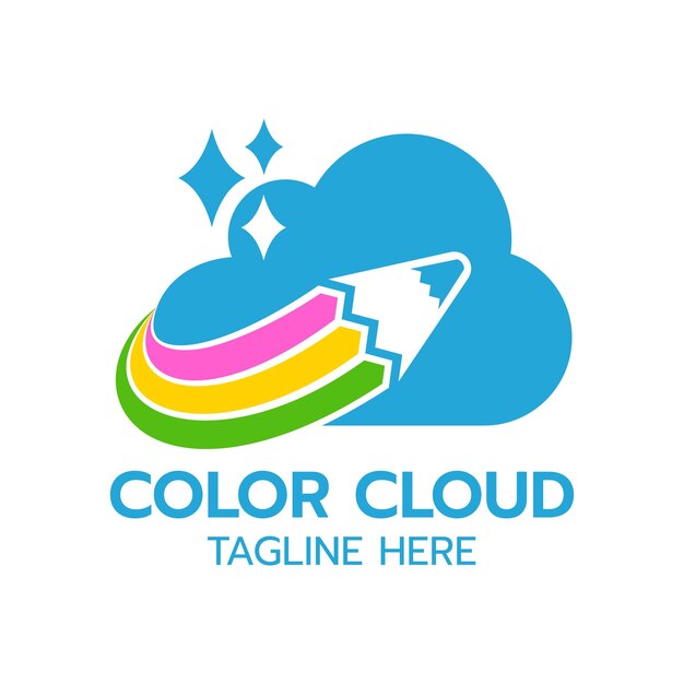 colorful cloud logo with pencil