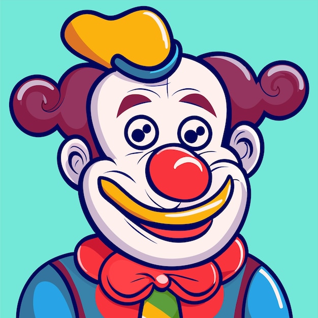 Colorful clown character portrait hand drawn flat stylish cartoon sticker icon concept isolated