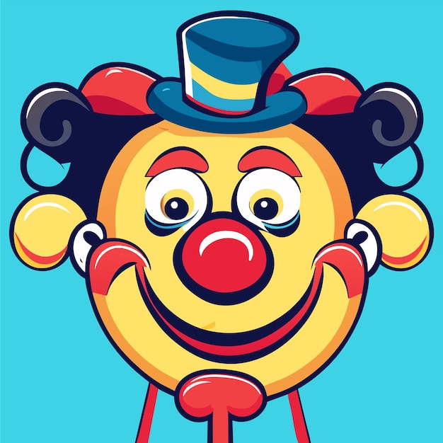 Vettore ritratto di personaggio di clown colorato disegnato a mano piatto elegante adesivo di cartone animato concetto di icona isolato