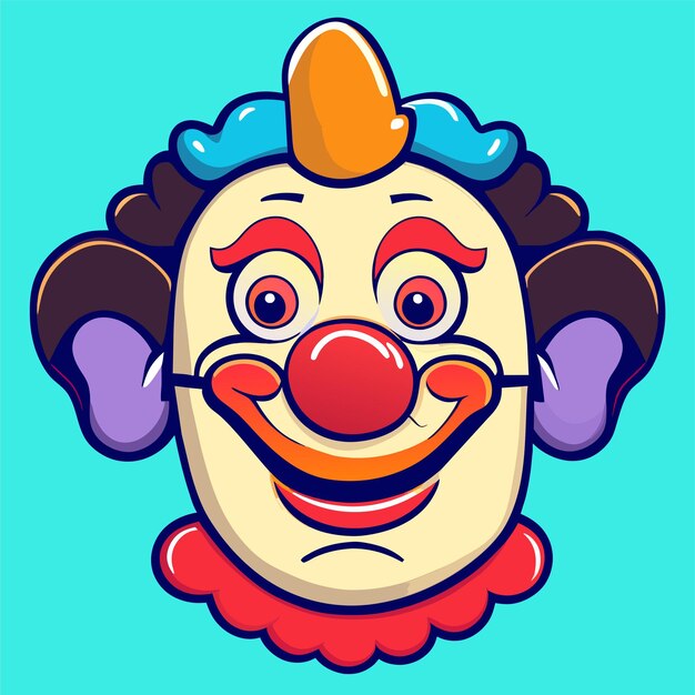 Vector colorful clown character portrait hand drawn flat stylish cartoon sticker icon concept isolated