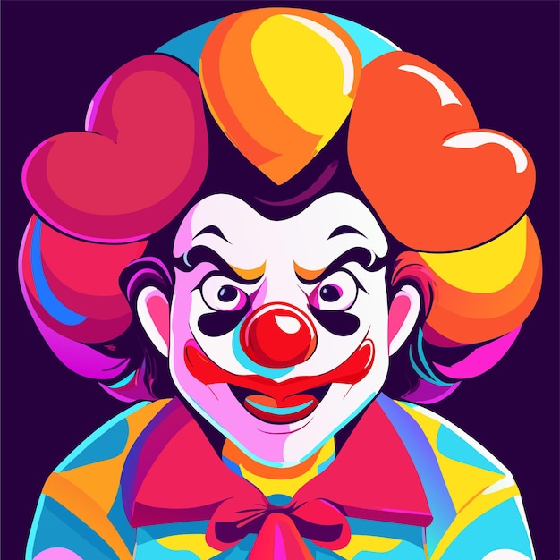 Vector colorful clown character portrait hand drawn flat stylish cartoon sticker icon concept isolated