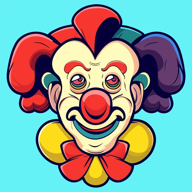 Colorful clown character portrait hand drawn flat stylish cartoon sticker icon concept isolated