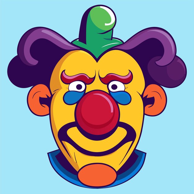 Vettore ritratto di personaggio di clown colorato disegnato a mano piatto elegante adesivo di cartone animato concetto di icona isolato