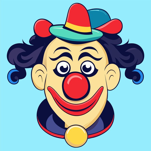 Vector colorful clown character portrait hand drawn flat stylish cartoon sticker icon concept isolated