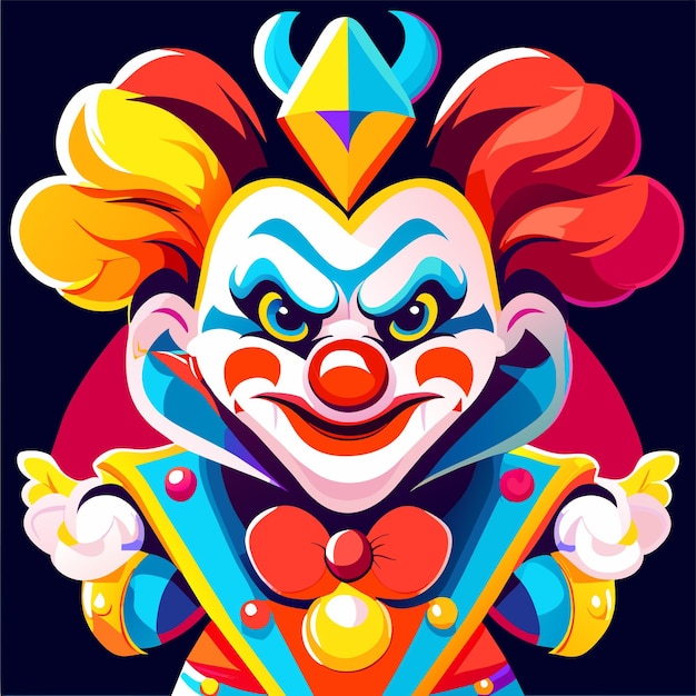 Vector colorful clown character portrait hand drawn flat stylish cartoon sticker icon concept isolated