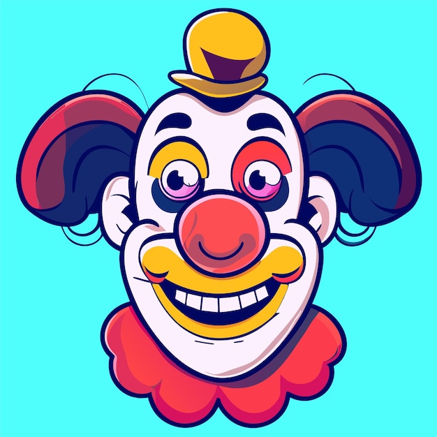 Красочный портрет персонажа клоуна, нарисованный вручную, плоский стильный стикер мультфильма, икона концепции изолирована